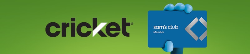 Logotipo de Cricket con la tarjeta de membresía de Sam's Club