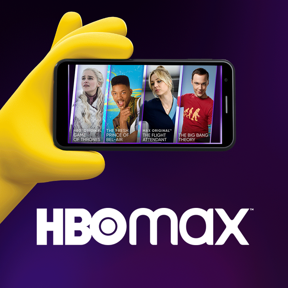 Fotos de celebridades en la pantalla de un celular y las palabras HBO Max