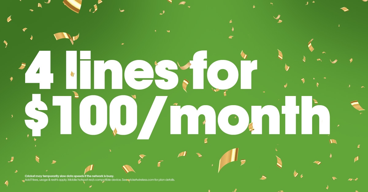 4 lines for $100/month