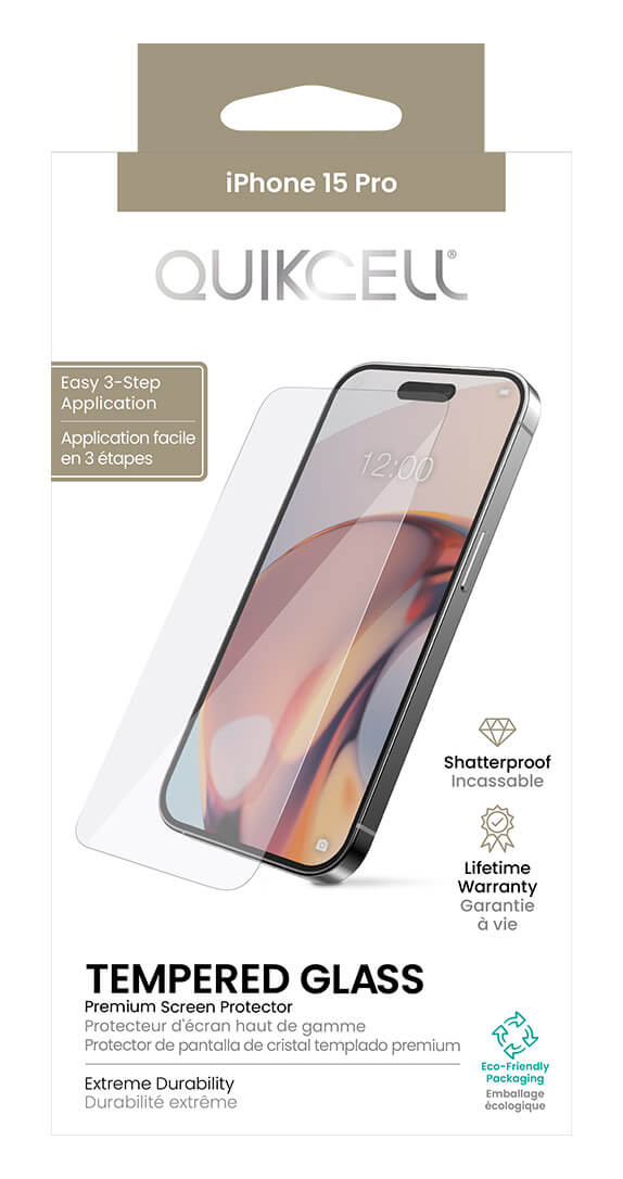 Quikcell Tempered Glass Screen Protector for iPhone 15 Pro