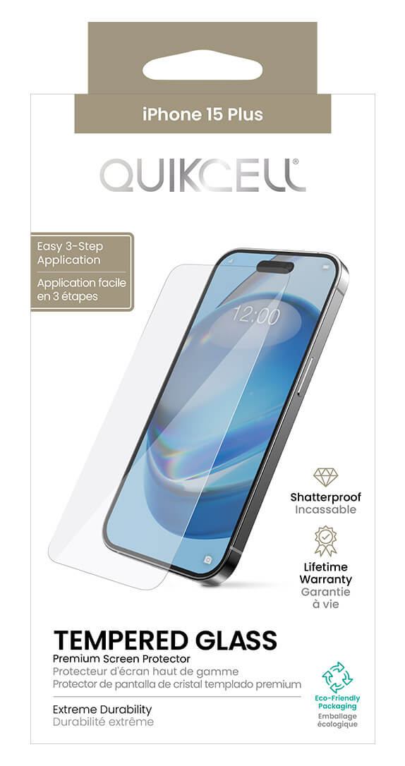 Protector de Pantalla de Vidrio Templado Quickcell para iPhone 15