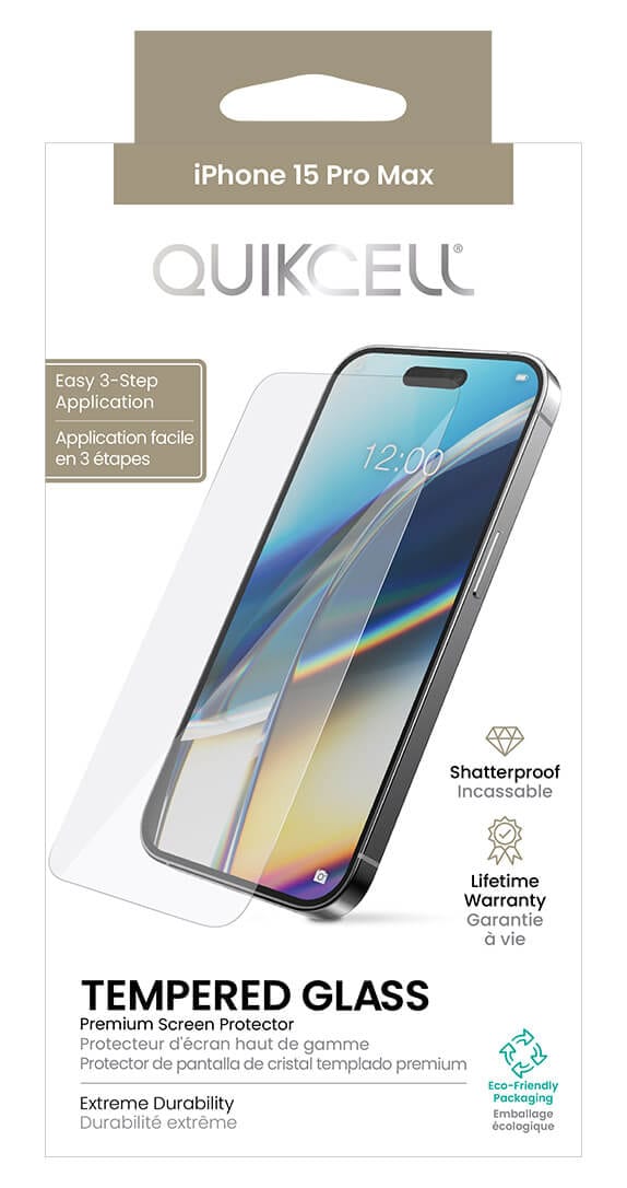 Quikcell Tempered Glass Screen Protector for iPhone 15 Pro Max