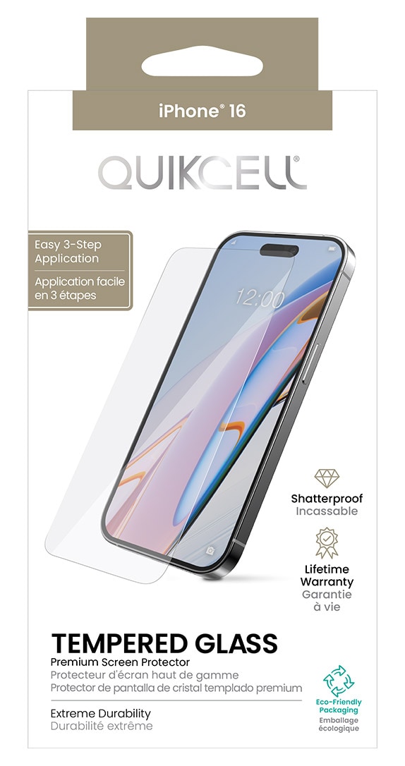 Quikcell Tempered Glass Screen Protector for iPhone 16/16e