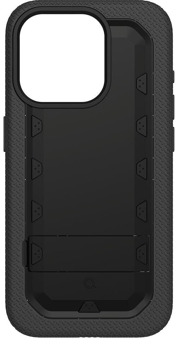 Estuche con Soporte de Doble Capa Quikcell para 2023 iPhone 15 Pro Grand ADVOCATE - Negro Armadura