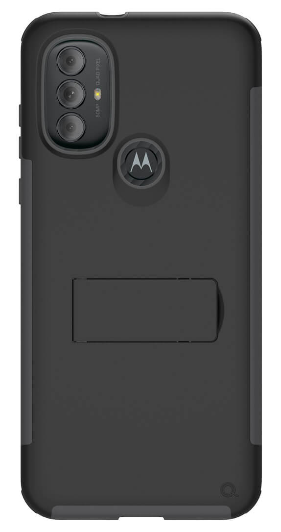 Quikcell Moto g Power 22 ADVOCATE Series Multilayer Kickstand Case - Ebony Black