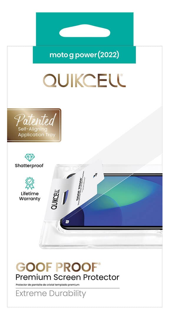 Quikcell Moto g Power 22 Goof Proof Tempered Glass Screen Protector - Clear