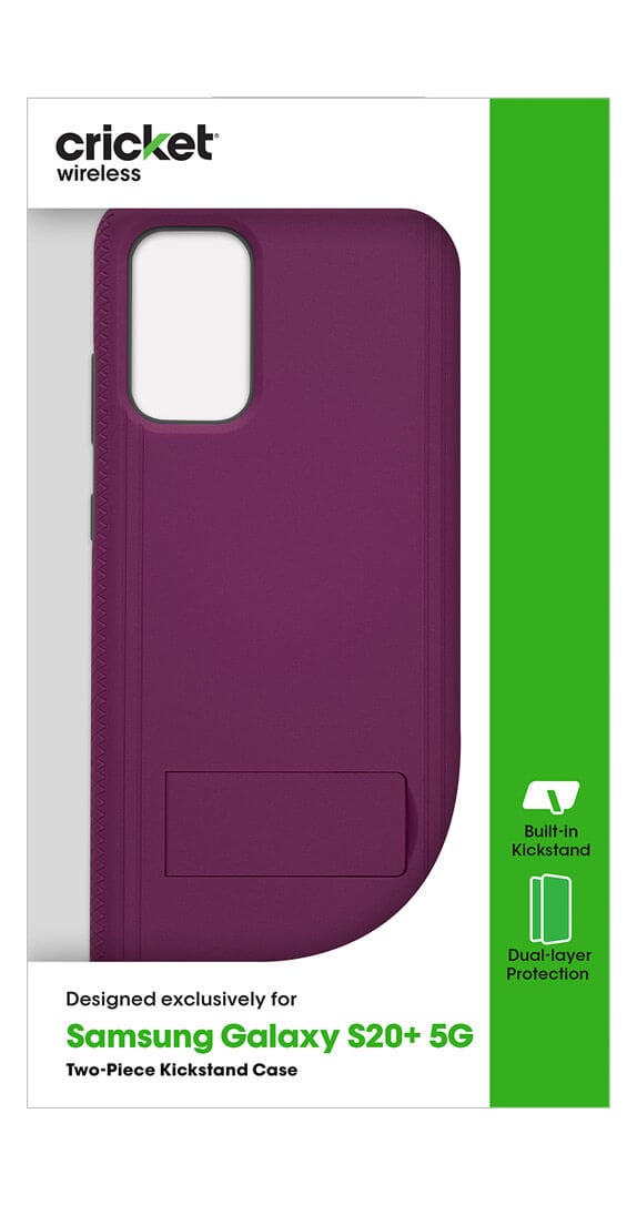 Funda de diseño exclusivo de dos piezas con soporte Cricket para Samsung Galaxy S20+5G