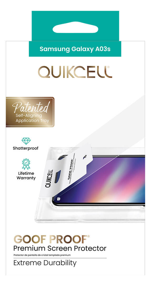 Protector de Pantalla de Vidrio Templado Goof Proof Quikcell para Samsung A03s