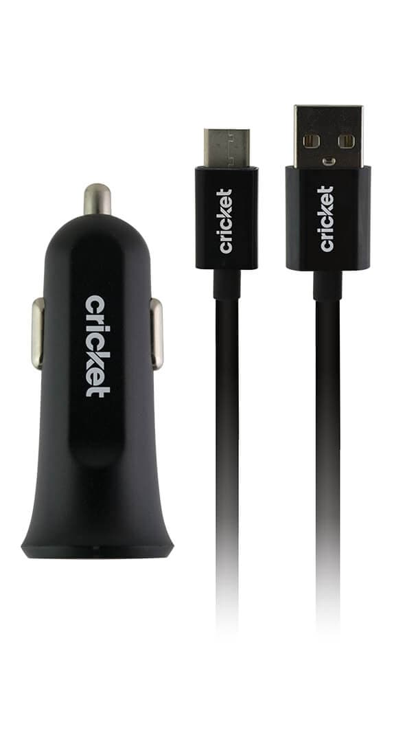 2.4A Single Port Car Charger w/USB TypeC Cable Black Cell Phone