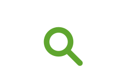 A green icon of a magnifier glass