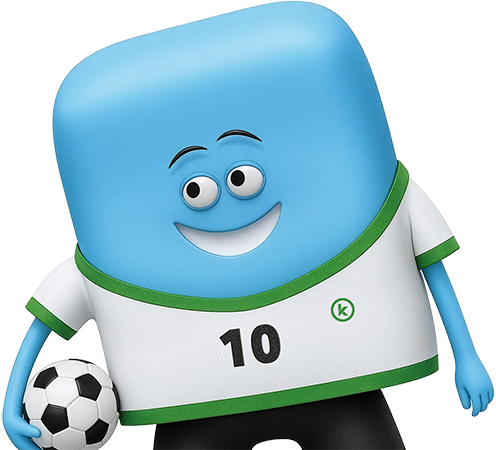 Cricket character ready for summer travel with soccer ball