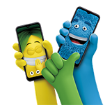 Cricket characters using phones