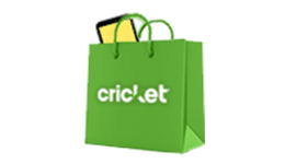 Shopping bag with cricket logo and smartphone inside
