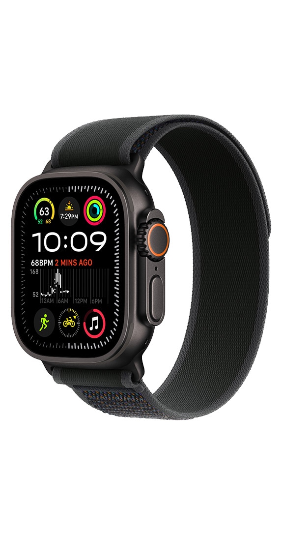 Apple Watch Ultra 2 49mm Titanium Case w Black Trail Loop S M