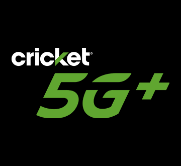 Black and white Cricket logo for 5G+