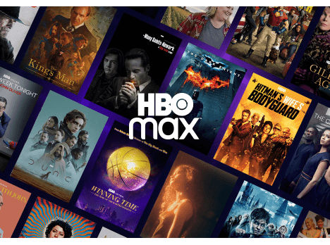 Image of white HBO Max logo in front a purple background 