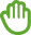 Green raised hand on white background 