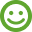 Green smiley face on white background 