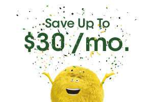 Image of Cricket Character with save up to $30 a month