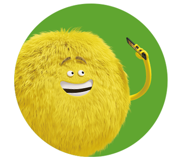 Yellow Cricket Character holding phone over green background